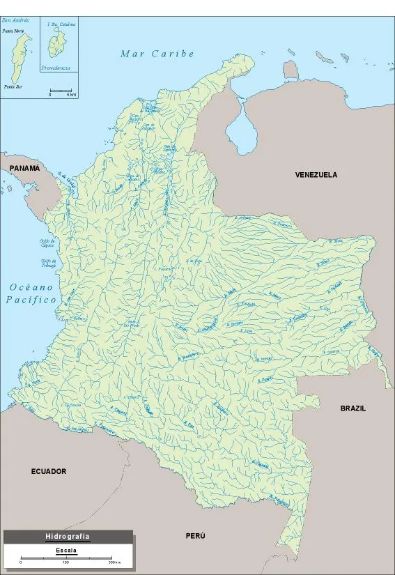 Hidrografía | Mapas Colombia y el Mundo. Vector y Murales