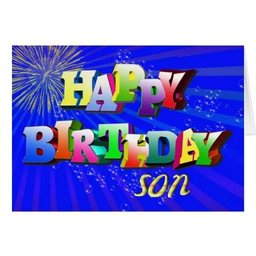 Para el hijo, letras y tarjeta de cumpleaños brill | Zazzle