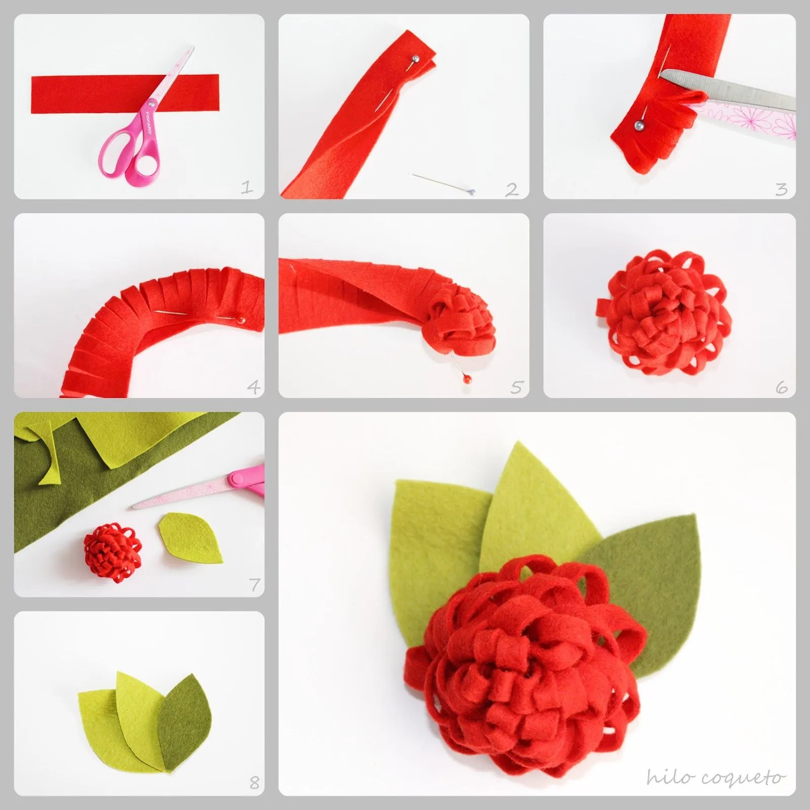 hilo coqueto: COMO HACER UNA FLOR DE FIELTRO II hilo coqueto: COMO HACER UNA FLOR DE FIELTRO II