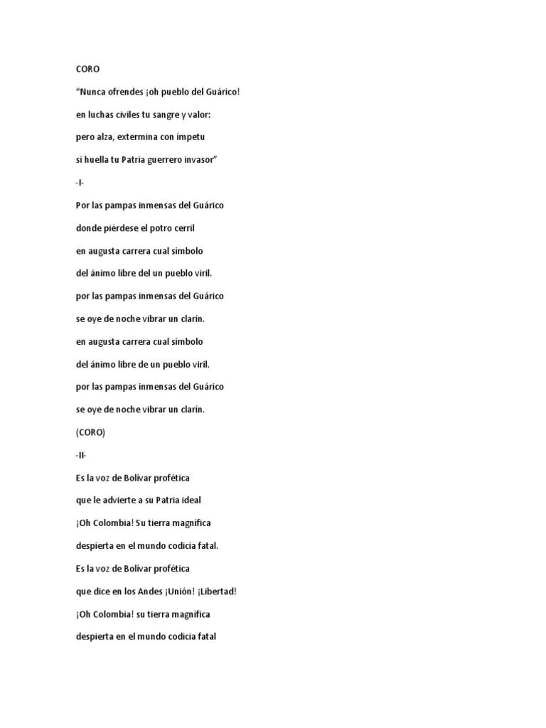 Himno Al Estado Guarico | PDF