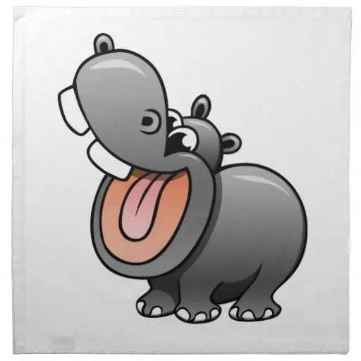 Hipopótamo del dibujo animado servilleta imprimida | Zazzle