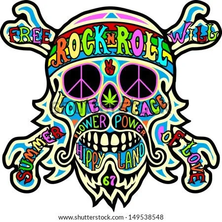 Hippie Skull Ilustración vectorial en stock 149538548 : Shutterstock
