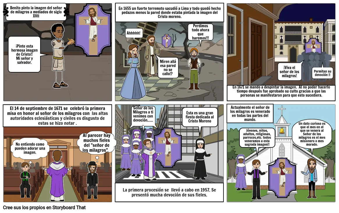 Historia del Señor de los Milagros Storyboard by aldana_adaya19