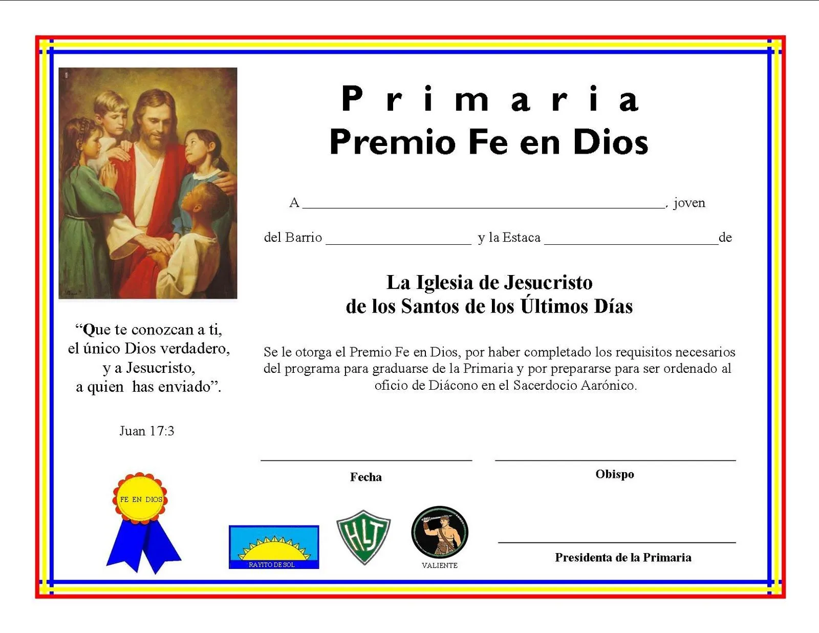 Holamormon2: Certificado del Premio Fe en Dios