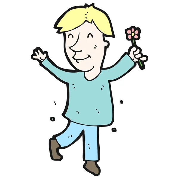 hombre bailando con dibujos animados de flores — Vector stock ...