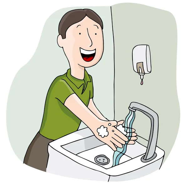 Hombre lavándose las manos — Vector stock © cteconsulting #49283969