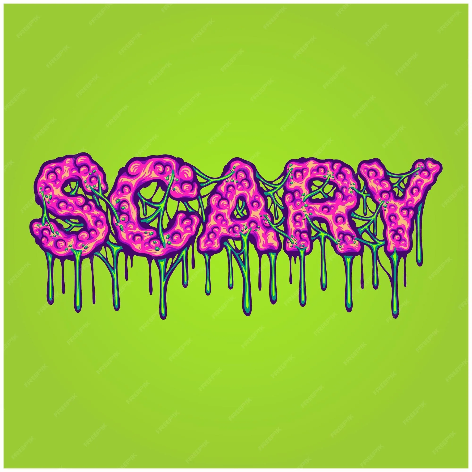 Horror texto aterrador mano letras palabras ilustraciones | Vector Premium