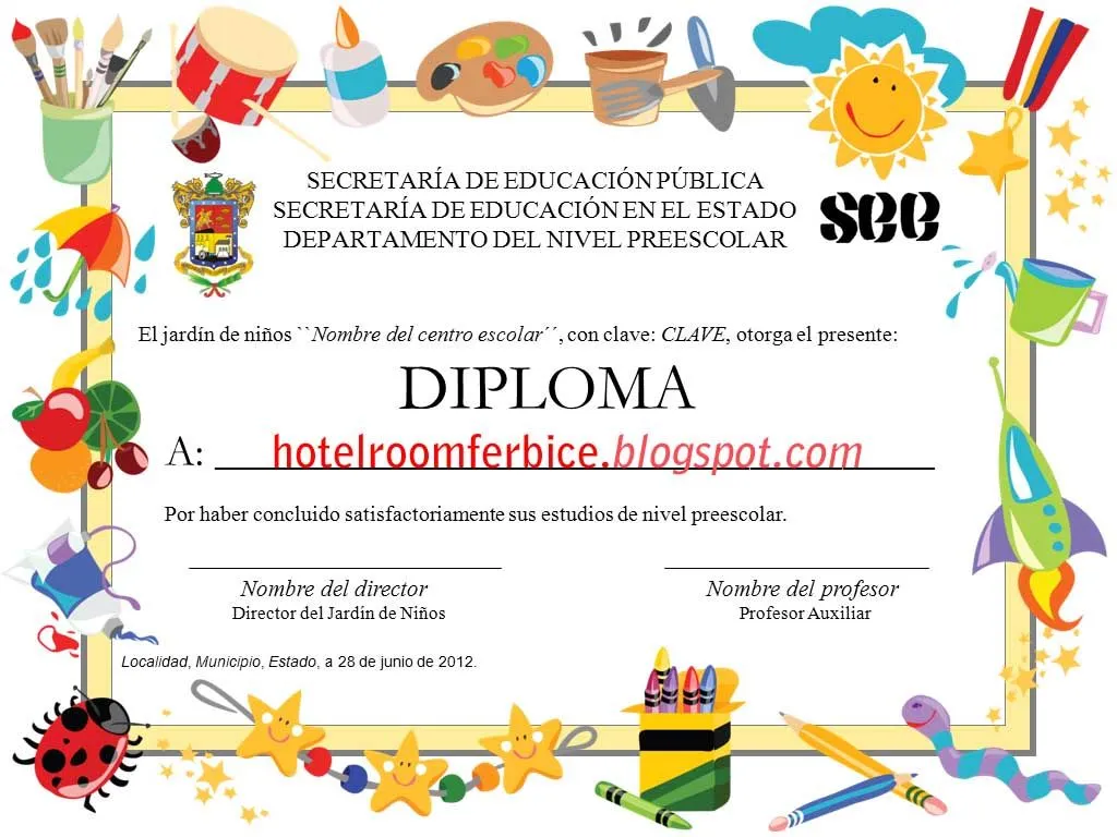Hotel Room Ferbice: Plantilla para Diploma o Certificado de ...