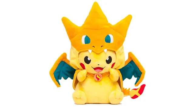 How do you make Plush Pikachu cuter? Give him a plush Charizard Cape