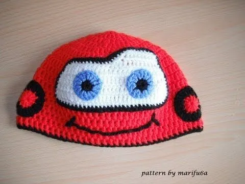 how to crochet hat McQueen car free pattern tutorial all sizes ...