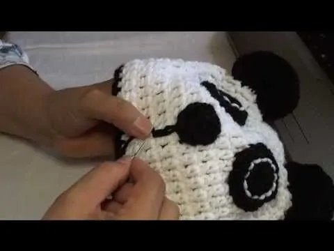how to crochet a panda beanie - video 3 - YouTube