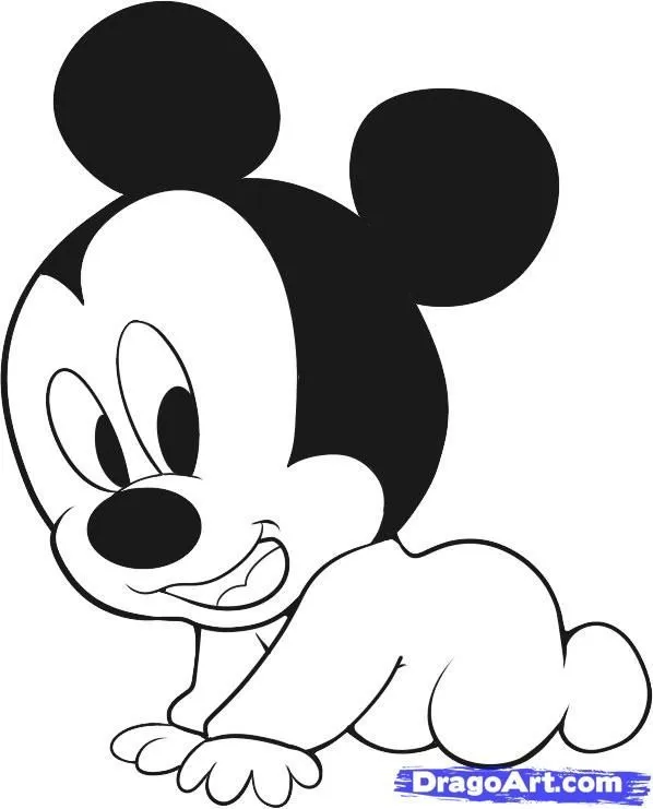 How to Draw Baby Mickey, Step by Step, Disney Characters, Cartoons ...