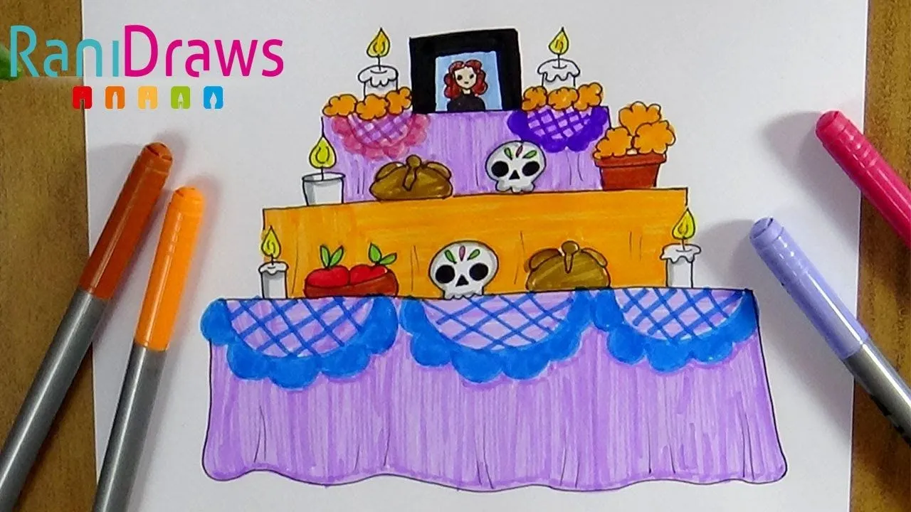 How to draw a DAY OF THE DEAD ALTAR - Step by step - YouTube