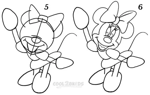 How To Draw Minnie Mouse (Step by Step Pictures) | Cool2bKids