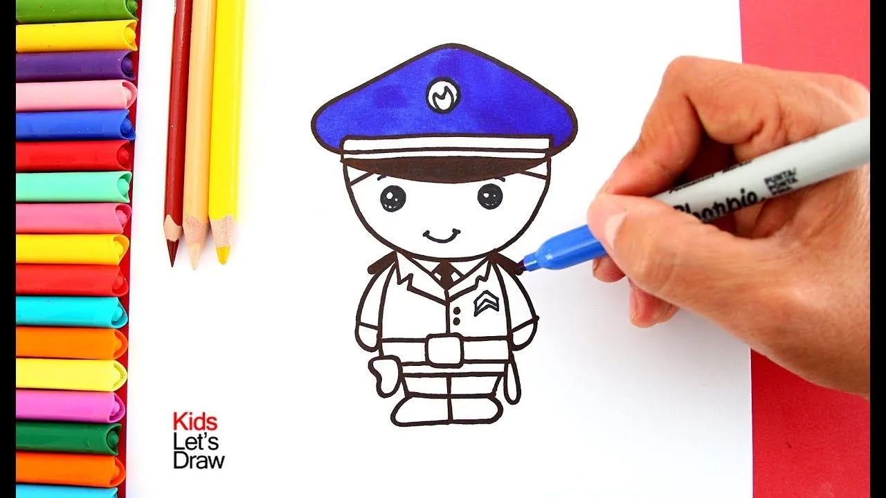 How to draw a PoliceMan Drawing and coloring Jobs Learn to Draw - YouTube