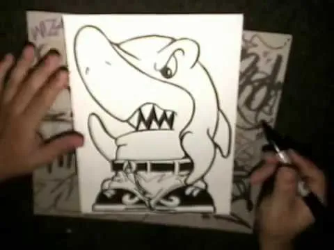 How to draw a Shark Character (CHOLO SHARK) by WIZARD - YouTube