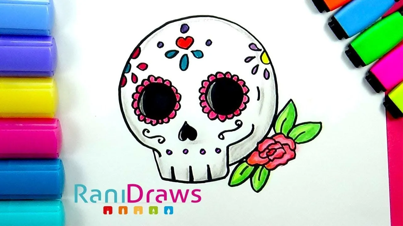 How to draw a SUGAR SKULL - Easy drawings, STEP BY STEP - YouTube