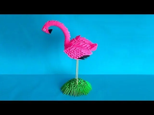 How to make 3D origami bird flamingo master class (tutorial) - YouTube