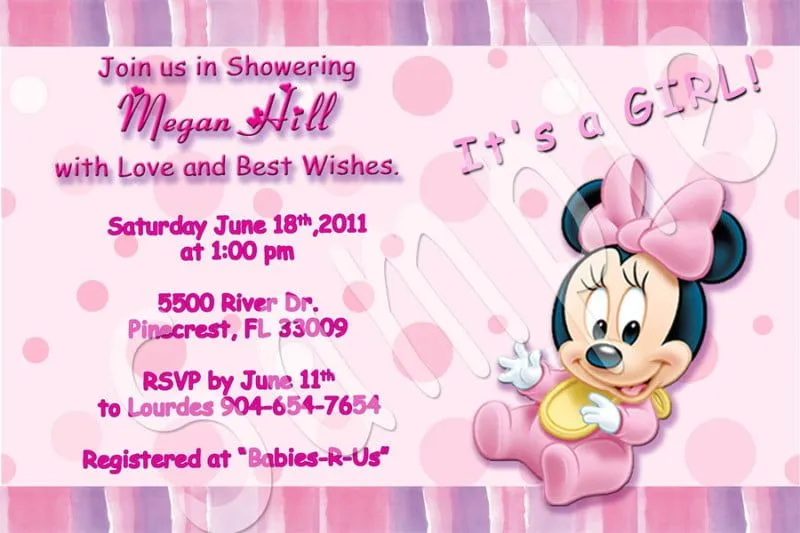 How To Make Minnie Mouse Baby Shower Invitations | Baby Shower for ...