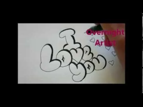 How To Write I Love You Cool Bubble Graffiti Letters - YouTube