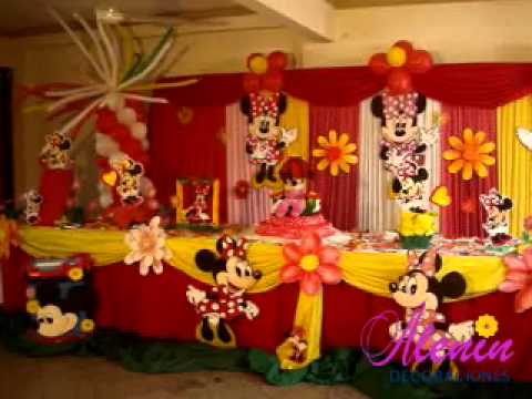 Decoracion Cumple Infantil "Minnie" en las FFAA - YouTube