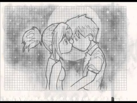 Dibujo de enamorados besandose a lapiz - Imagui