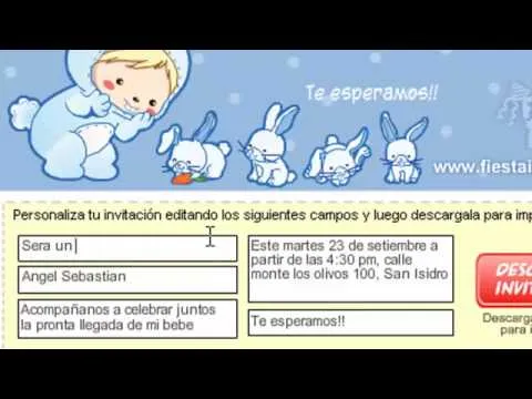 Invitaciones BAby Shower Fiesta gratis - YouTube