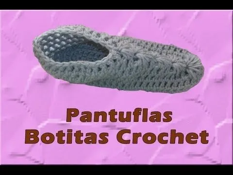 Botitas tipo pantuflas a crochet - YouTube