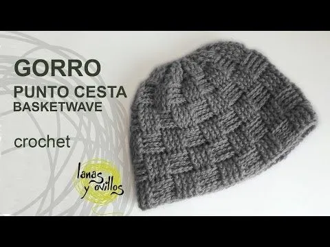 Gorro unisex a crochet con punto cesta - Simple Crochet