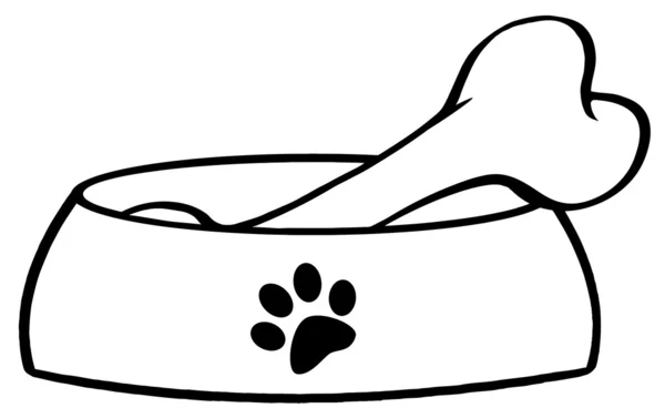 hueso en un plato de tazón de fuente del perro rojo — Foto stock ...