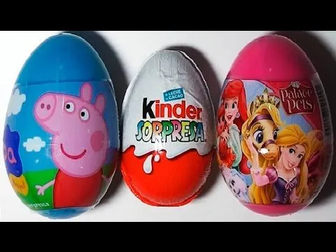 3 huevos sorpresa peppa pig, kinder y mascotas de palacio de las ...