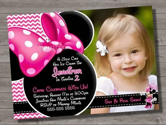 HUGE SELECTION Pink Chevron Minnie Mouse Invitation - Red Minnie ...