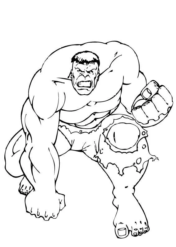 Hulk de rodillas - Hulk para colorear