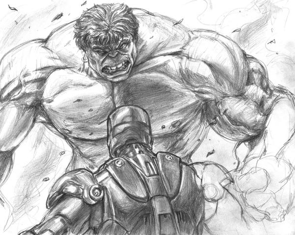 Hulk en dibujo a lápiz - Imagui