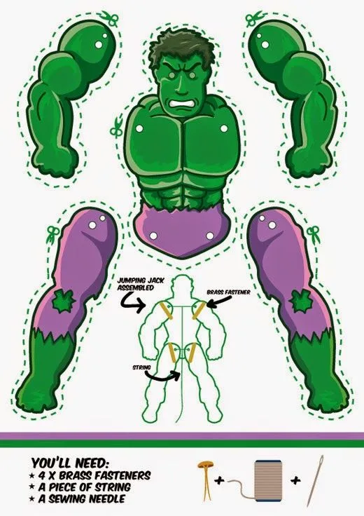 Hulk movible para Imprimir Gratis. | Ideas y material gratis para ...