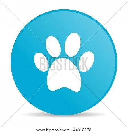 icono brillante del web de círculo animal huella azul Fotos stock ...