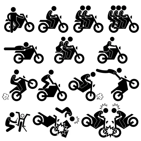 Icono de pictograma de motocicleta moto moto stunt man figura ...