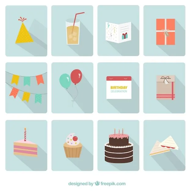 Iconos de fiesta de feliz cumpleaños | Descargar Vectores gratis
