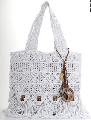 Ideas en Crochet: Bolsa blanca de macrame