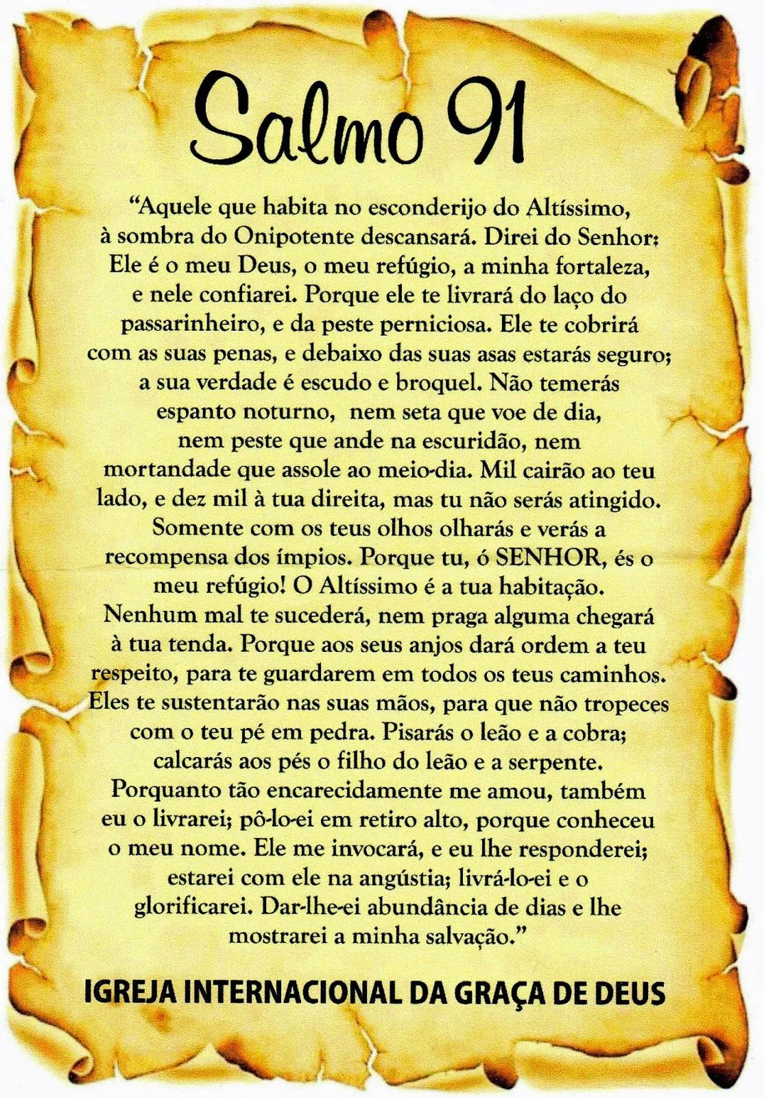 Igreja Internacional da Graça de Deus - Piraquara/PR: Salmo 91 Igreja Internacional da Graça de Deus - Piraquara/PR: Salmo 91