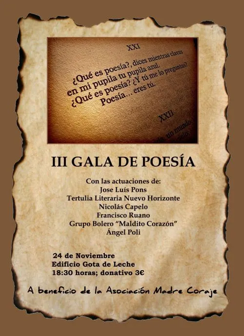 III Gala de Poesía a beneficio de Madre Coraje | Asociación de ...