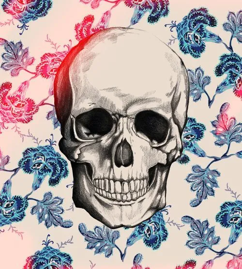 Illustration Cool hipster indie draw blue wallpaper skull desenho ...