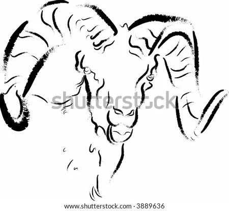 Illustration Of A Mountain Horn Sheep With No Gradients. - 3889636 ...