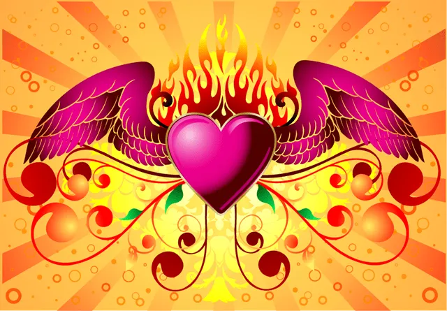de corazon con alas wallpaper corazon de fuego y agua