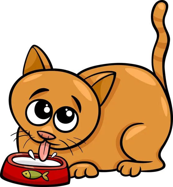 Ilustración de dibujos animados de beber leche de gato — Vector ...