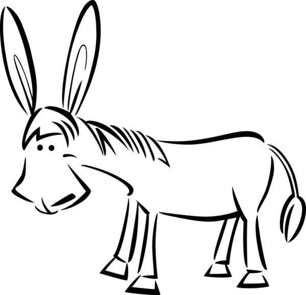 Ilustración de dibujos animados de burro para colorear — Vector ...