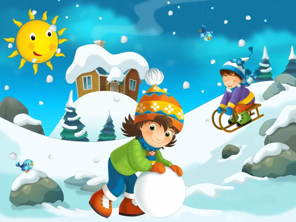 Ilustración de dibujos animados de invierno — Foto stock ...