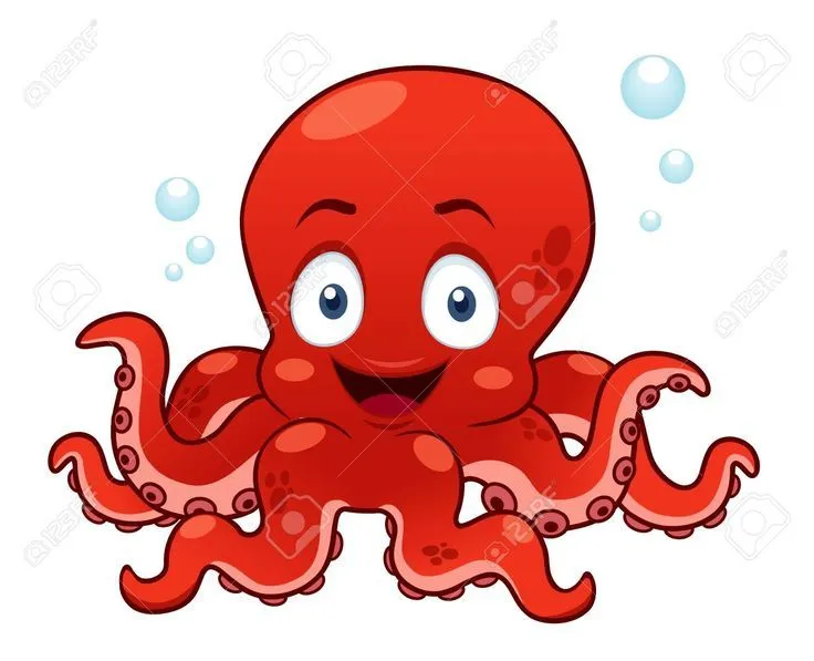 Ilustración de dibujos animados: Pulpo rojo. | PULPOS | Pinterest