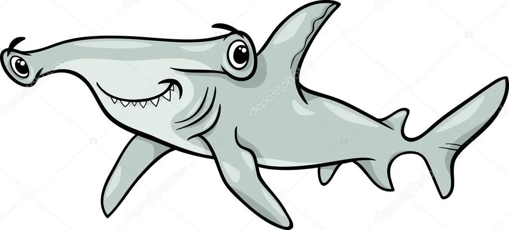 Ilustración de dibujos animados de tiburón martillo — Vector stock ...
