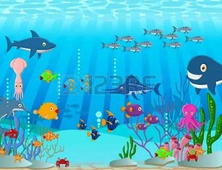 ilustración de fondo de dibujos animados la vida del mar Foto de ...